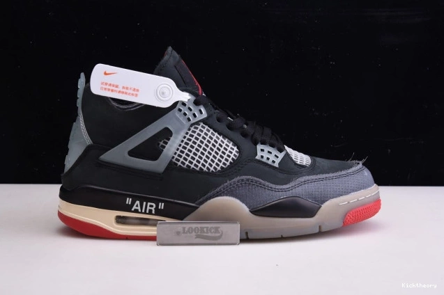 Kick Theory x Off Jordan Retro CV9388-001 White Air 4 Bred 0723